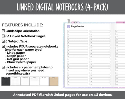 Linked Digital Notebooks 4- Pack | Dream Theme
