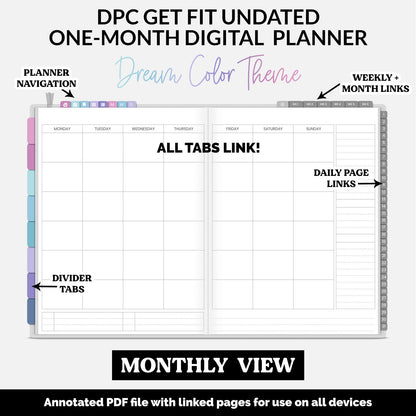 Get Fit One Month Digital Planner | Dream Theme