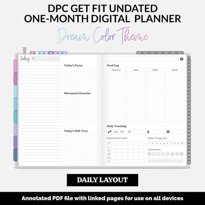 Get Fit One Month Digital Planner | Dream Theme