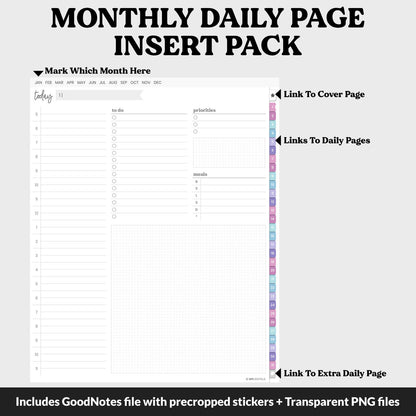 Linked Daily Portrait Digital Planner Insert | Dream Theme