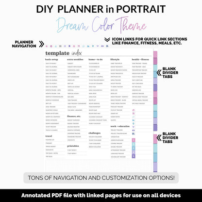 DIY Portrait Digital Planner | Dream Theme