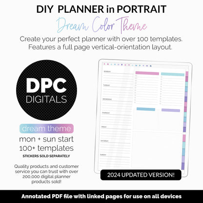 DIY Portrait Digital Planner | Dream Theme