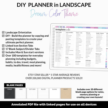 DIY Landscape Digital Planner | Dream Theme