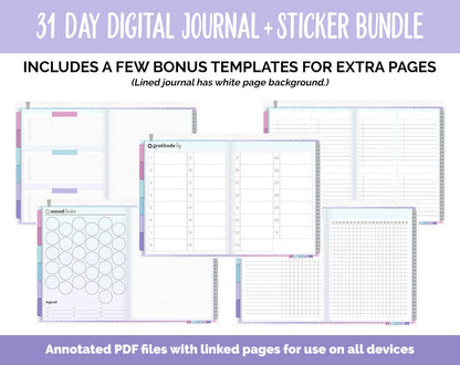 31 Day Digital Journal + Sticker Bundle | Dream Theme
