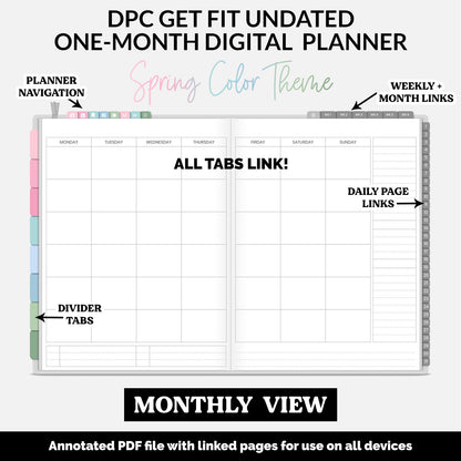Get Fit One Month Digital Planner | Spring Theme | GoodNotes, iPad, Android | Workout, Fitness, Health, Wellness, Self-Care