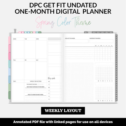 Get Fit One Month Digital Planner | Spring Theme | GoodNotes, iPad, Android | Workout, Fitness, Health, Wellness, Self-Care