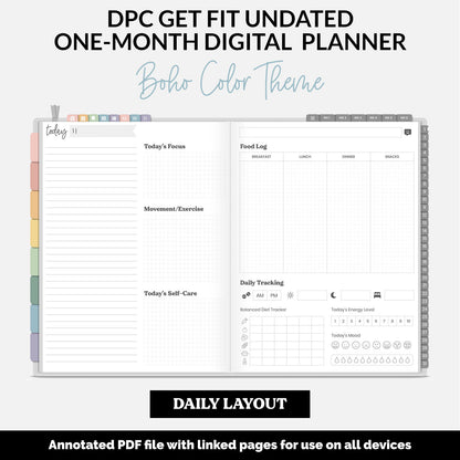 Get Fit One Month Digital Planner | Boho Theme | GoodNotes, iPad, Android | Workout, Fitness, Health, Wellness, Self-Care