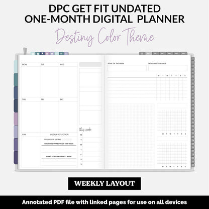 Get Fit One Month Digital Planner | Destiny Theme | GoodNotes, iPad, Android | Workout, Fitness, Health, Wellness, Self-Care