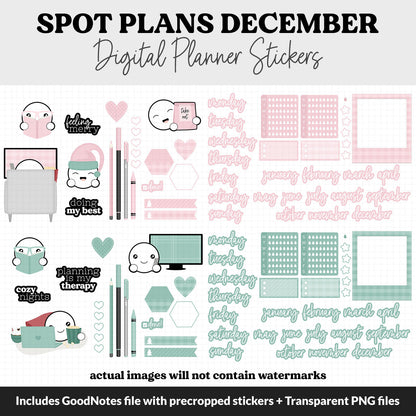 Spot Plans December Digital Stickers | GoodNotes, iPad and Android | Merry | Sassy, Winter, Holidays, Adulting, Planning, Funny