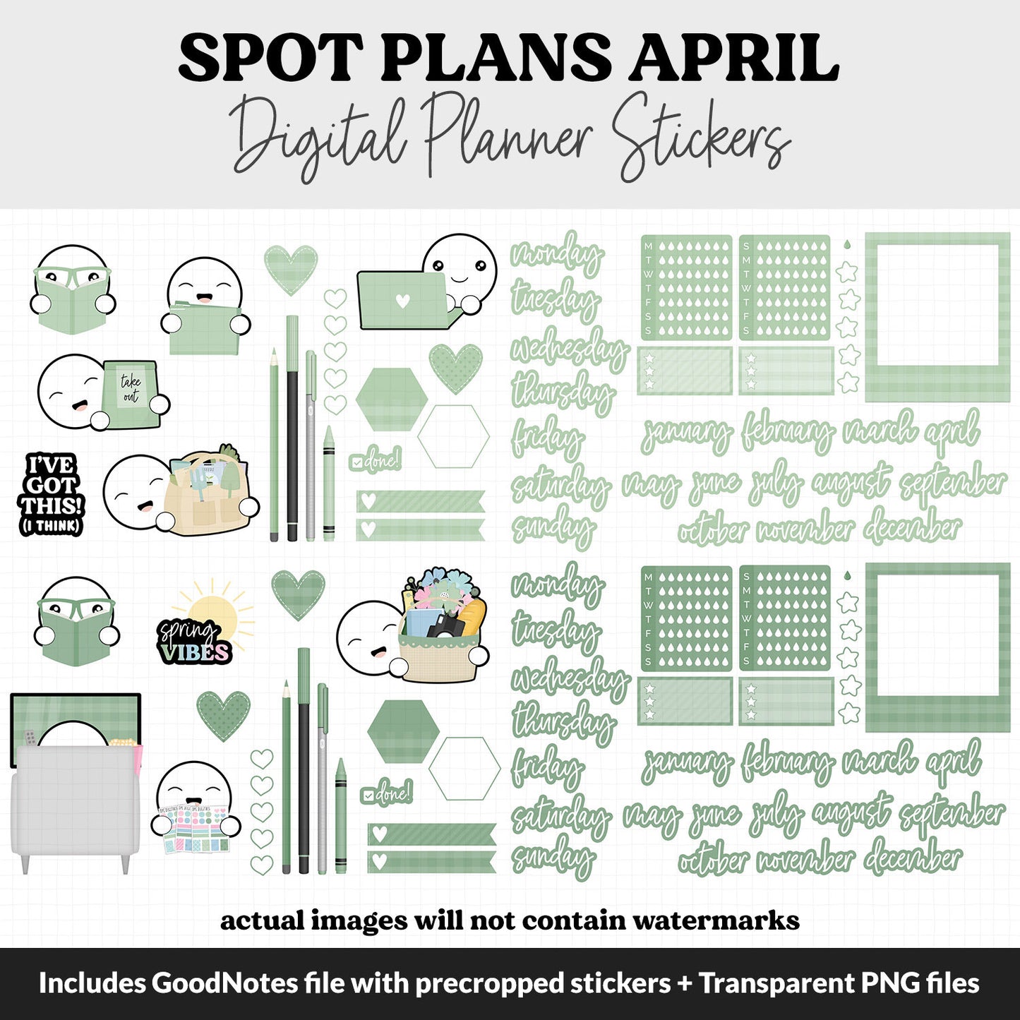 Spot Plans April Digital Stickers | GoodNotes, iPad and Android | Spring | Sassy, Spring, Floral, Adulting, Planning, Funny