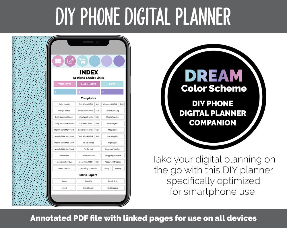 DIY Phone Digital Planner | Dream Theme