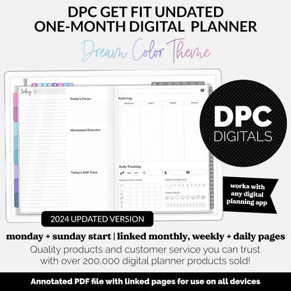 Get Fit One Month Digital Planner | Dream Theme