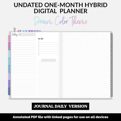 Undated Hybrid One Month Digital Planner | Dream Theme