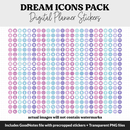 Dream Icons Digital Planner Stickers