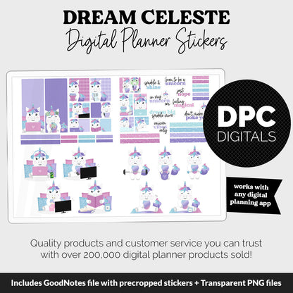Dream Celeste the Unicorn Digital Planner Stickers