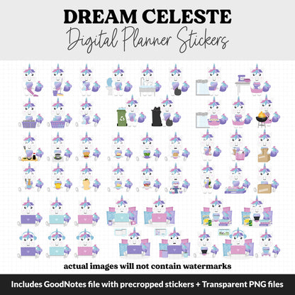Dream Celeste the Unicorn Digital Planner Stickers