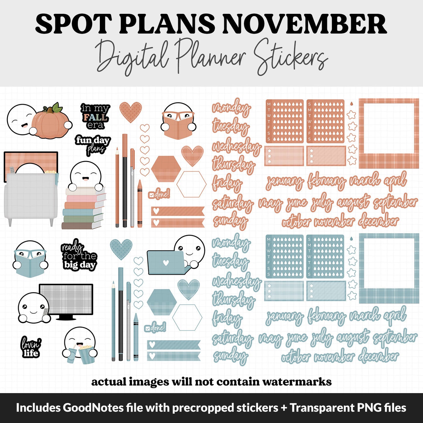 Spot Plans November Digital Stickers | GoodNotes, iPad and Android | Flannel | Sassy, Fall, Thanksgiving, Adulting, Planning, Funny