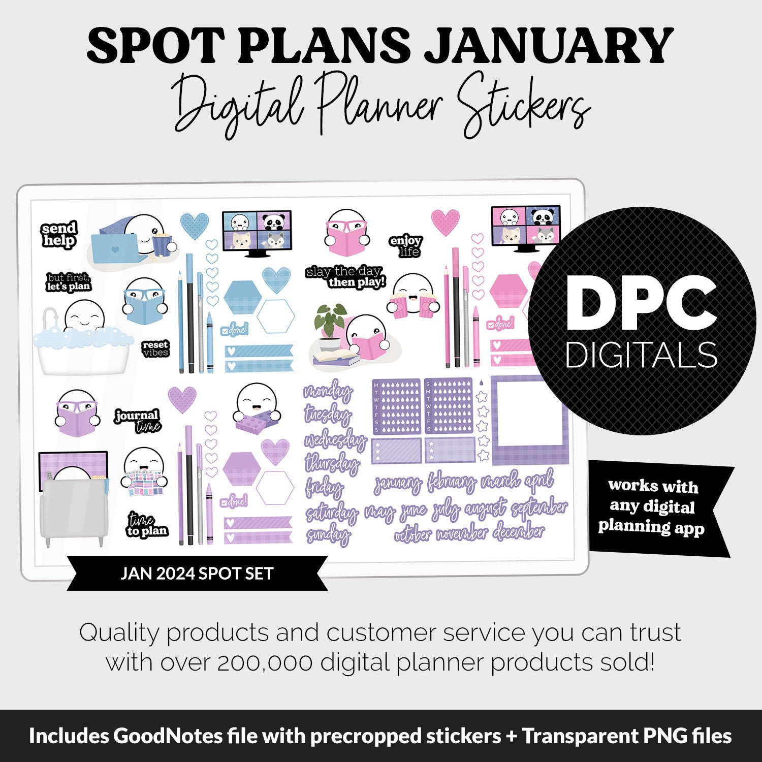 Spot Plans January Digital Stickers | GoodNotes, iPad and Android | Ar ...