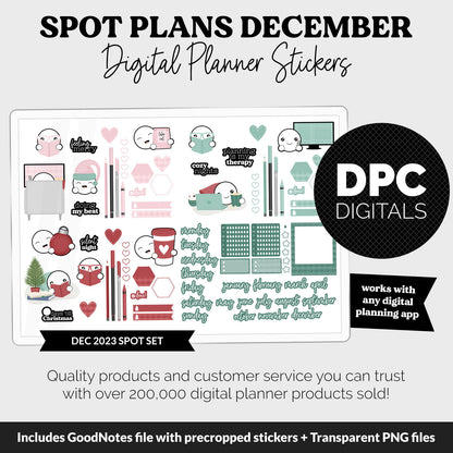 Spot Plans December Digital Stickers | GoodNotes, iPad and Android | Merry | Sassy, Winter, Holidays, Adulting, Planning, Funny