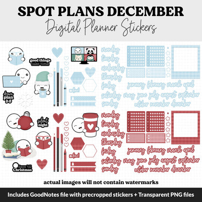 Spot Plans December Digital Stickers | GoodNotes, iPad and Android | Merry | Sassy, Winter, Holidays, Adulting, Planning, Funny