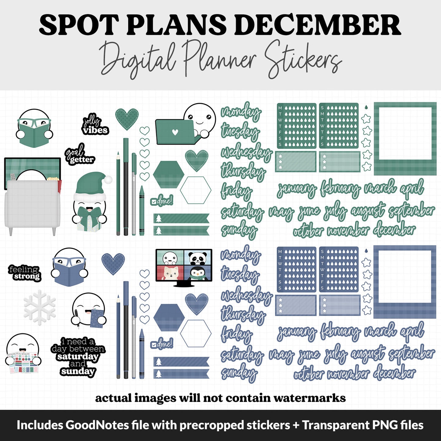 Spot Plans December Digital Stickers | GoodNotes, iPad and Android | Merry | Sassy, Winter, Holidays, Adulting, Planning, Funny