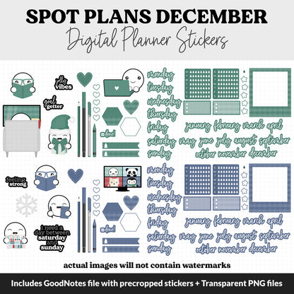 Spot Plans December Digital Stickers | GoodNotes, iPad and Android | Merry | Sassy, Winter, Holidays, Adulting, Planning, Funny