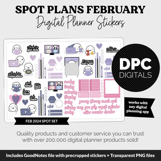 Spot Plans February Digital Stickers | GoodNotes, iPad and Android | Adore | Sassy, Winter, Valentine, Adulting, Planning, Funny