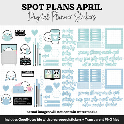Spot Plans April Digital Stickers | GoodNotes, iPad and Android | Spring | Sassy, Spring, Floral, Adulting, Planning, Funny